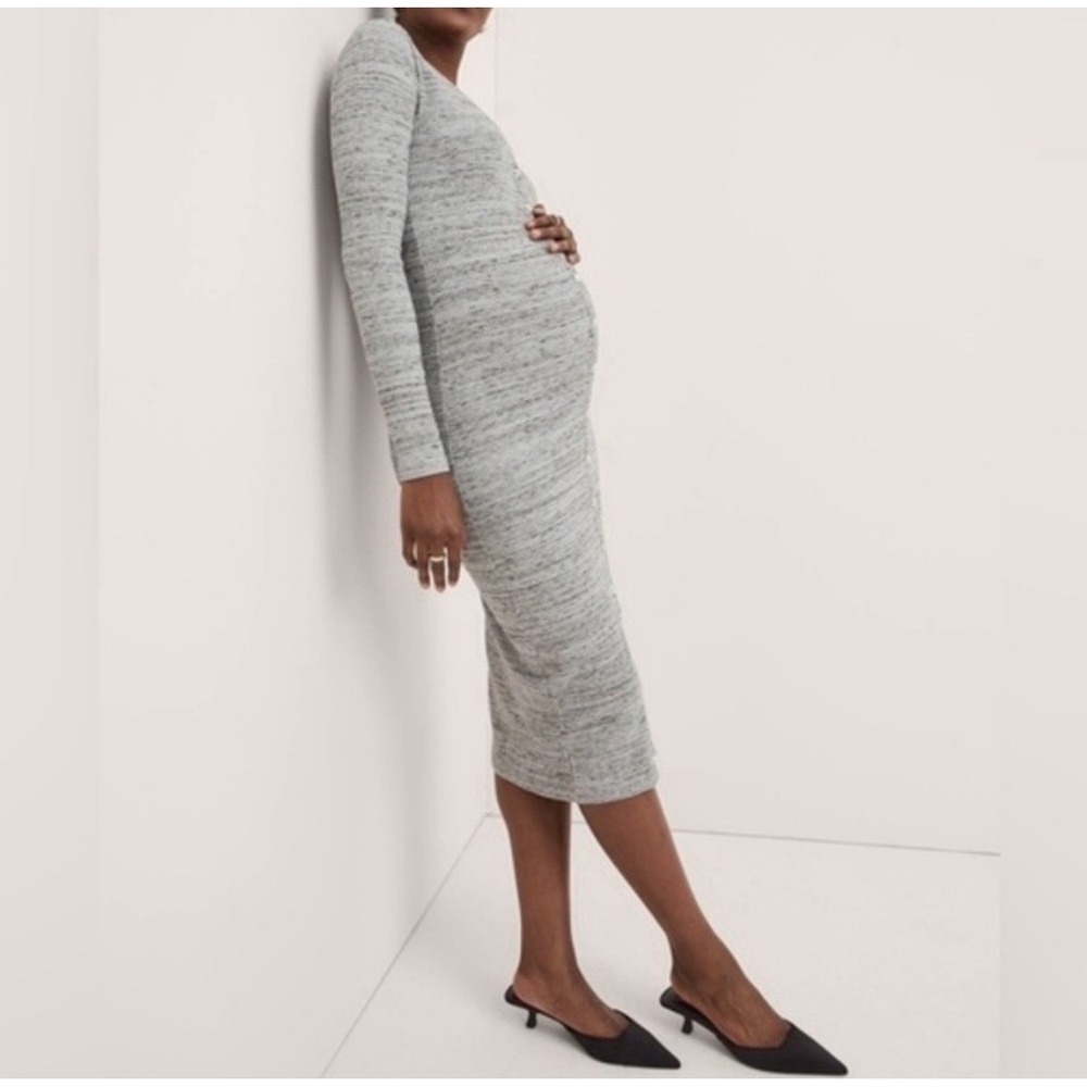 New Hatch Maternity The Harper Cardigan Dress Pearl Grey Space Dye 2 (Medium)‎